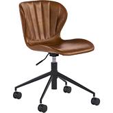 Arabella Office Chair in Cognac Brown Leatherette & Steel